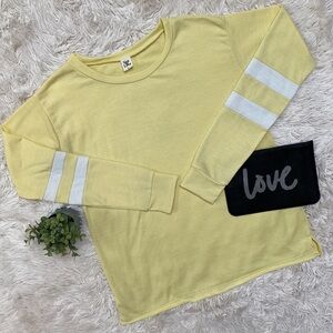 Sew In Love Double Stripe Sleeve Jersey Top💗 Yellow & White